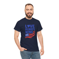 Load image into Gallery viewer, Love Always Wins – Bold Flag Edition | Patriotic Unisex Tee
