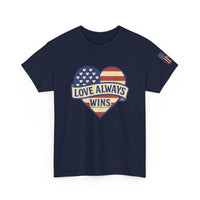 Load image into Gallery viewer, LOVE ALWAYS WINS – Patriotic Heart Tee
