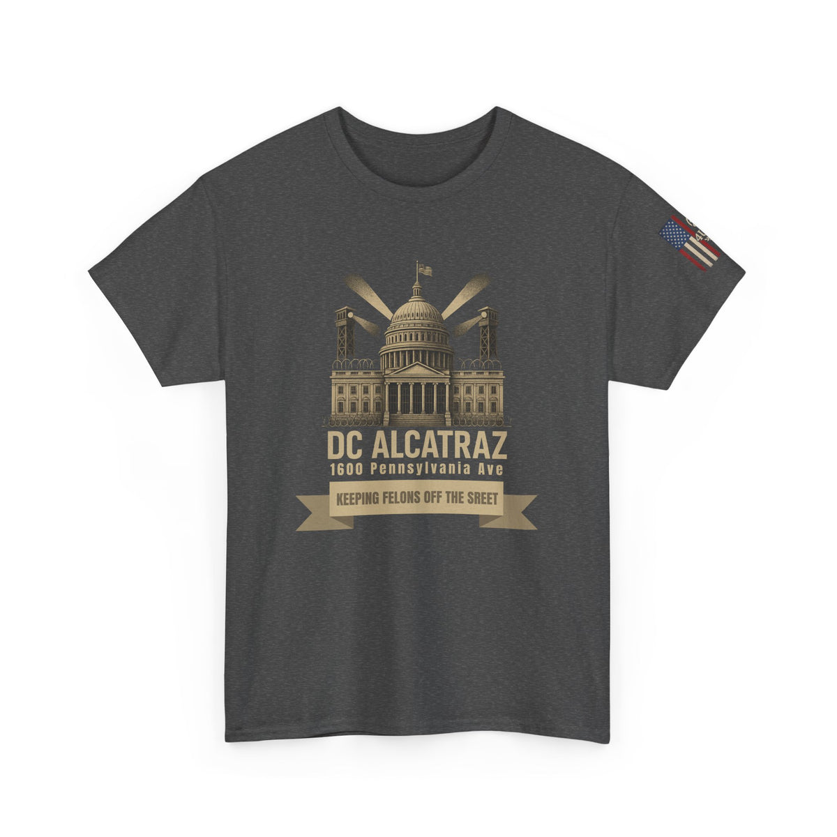 DC Alcatraz™ – 1600 Pennsylvania Ave Parody Tee (Vintage Spotlights Graphic)