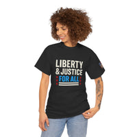 Load image into Gallery viewer, Liberty &amp; Justice (FOR ALL) – Bold Patriotic Statement Tee
