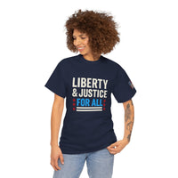 Load image into Gallery viewer, Liberty &amp; Justice (FOR ALL) – Bold Patriotic Statement Tee
