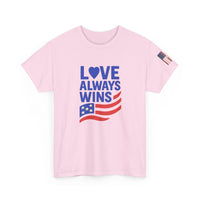 Load image into Gallery viewer, Love Always Wins – Bold Flag Edition | Patriotic Unisex Tee
