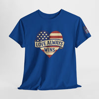 Load image into Gallery viewer, LOVE ALWAYS WINS – Patriotic Heart Tee
