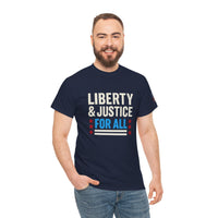 Load image into Gallery viewer, Liberty &amp; Justice (FOR ALL) – Bold Patriotic Statement Tee
