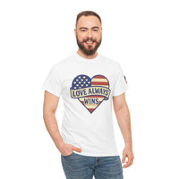 Load image into Gallery viewer, LOVE ALWAYS WINS – Patriotic Heart Tee

