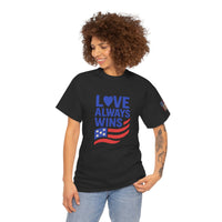 Load image into Gallery viewer, Love Always Wins – Bold Flag Edition | Patriotic Unisex Tee
