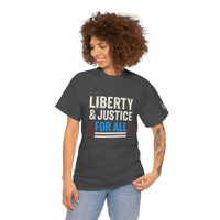 Load image into Gallery viewer, Liberty &amp; Justice (FOR ALL) – Bold Patriotic Statement Tee
