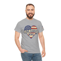Load image into Gallery viewer, LOVE ALWAYS WINS – Patriotic Heart Tee
