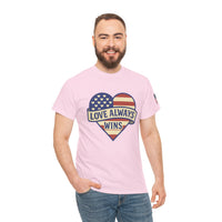 Load image into Gallery viewer, LOVE ALWAYS WINS – Patriotic Heart Tee
