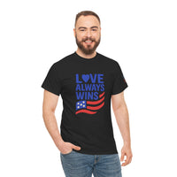 Load image into Gallery viewer, Love Always Wins – Bold Flag Edition | Patriotic Unisex Tee
